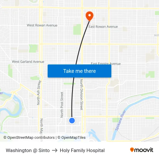 Washington @ Sinto to Holy Family Hospital map