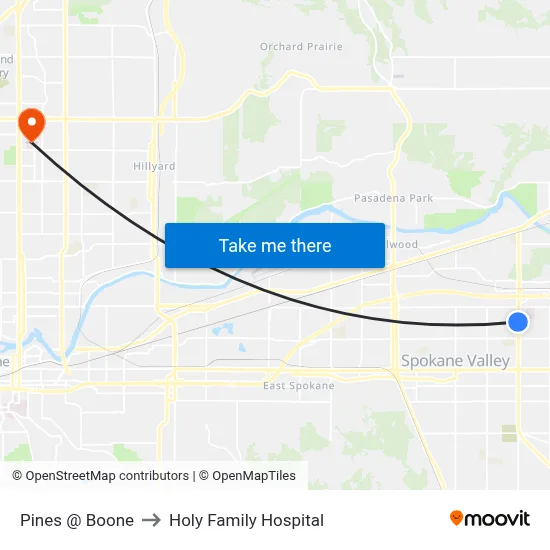 Pines @ Boone to Holy Family Hospital map