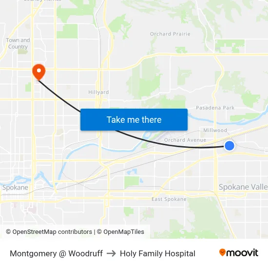 Montgomery @ Woodruff to Holy Family Hospital map