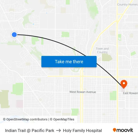 Indian Trail @ Pacific Park to Holy Family Hospital map