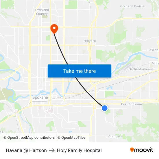 Havana @ Hartson to Holy Family Hospital map