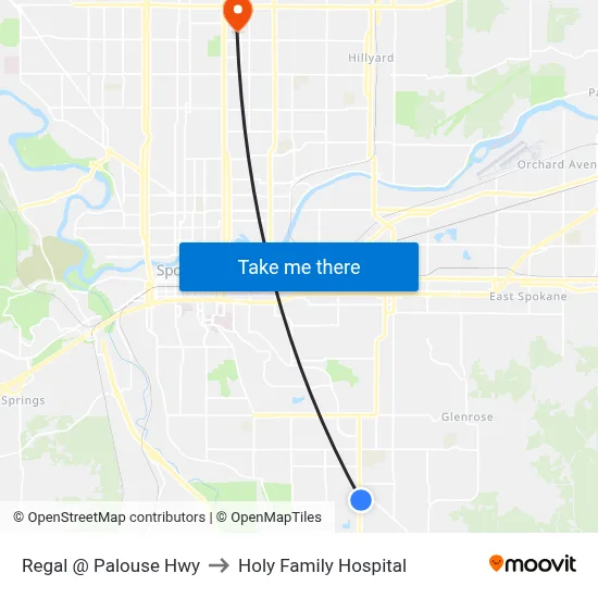 Regal @ Palouse Hwy to Holy Family Hospital map