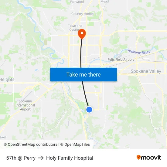 57th @ Perry to Holy Family Hospital map