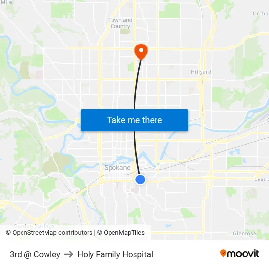 3rd @ Cowley to Holy Family Hospital map
