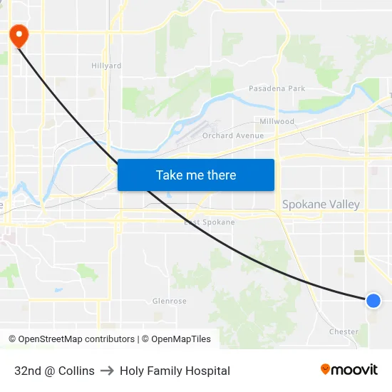 32nd @ Collins to Holy Family Hospital map