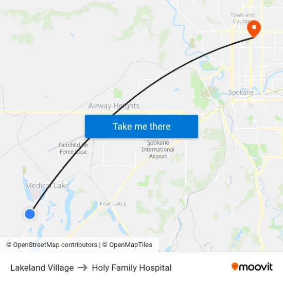 Lakeland Village to Holy Family Hospital map