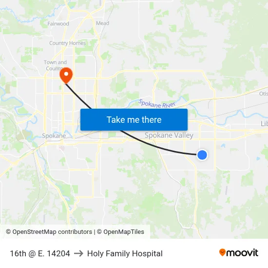 16th @ E. 14204 to Holy Family Hospital map