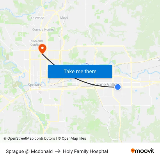 Sprague @ Mcdonald to Holy Family Hospital map