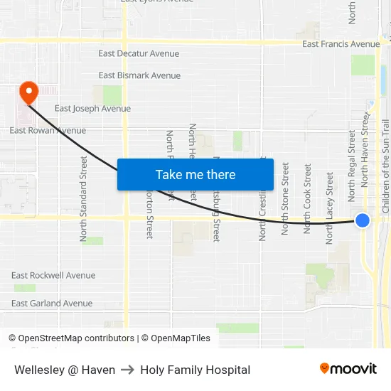 Wellesley @ Haven to Holy Family Hospital map