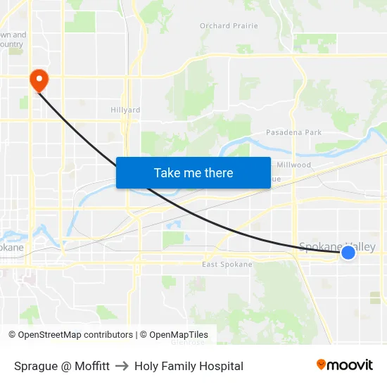 Sprague @ Moffitt to Holy Family Hospital map