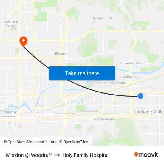 Mission @ Woodruff to Holy Family Hospital map