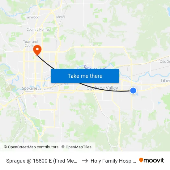 Sprague @ 15800 E (Fred Meyer) to Holy Family Hospital map