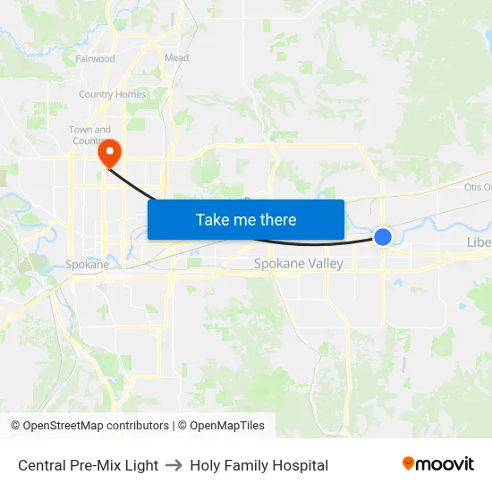 Central Pre-Mix Light to Holy Family Hospital map