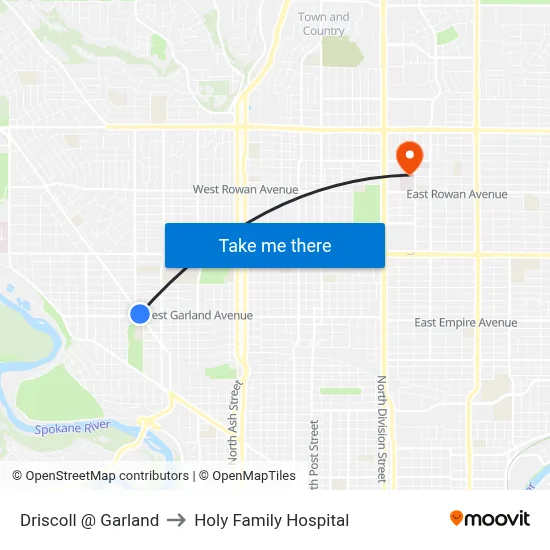 Driscoll @ Garland to Holy Family Hospital map