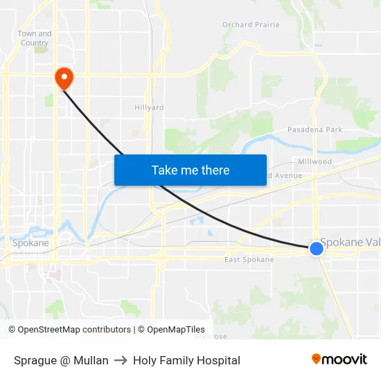 Sprague @ Mullan to Holy Family Hospital map