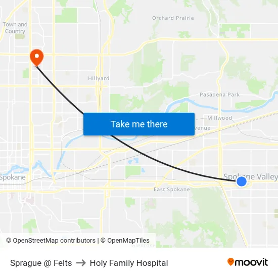 Sprague @ Dartmouth to Holy Family Hospital map