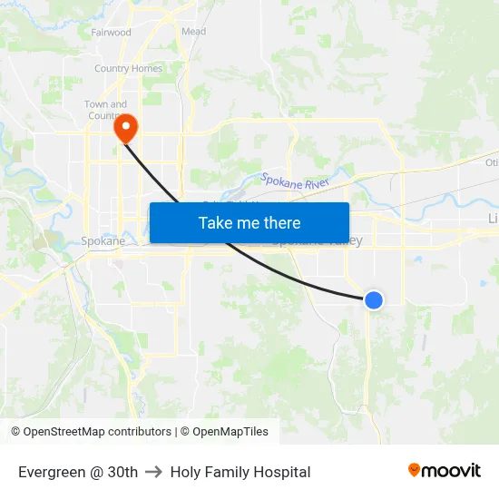 Evergreen @ 30th to Holy Family Hospital map