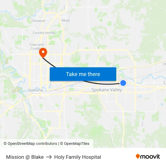 Mission @ Blake to Holy Family Hospital map