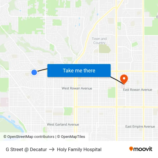 G Street @ Decatur to Holy Family Hospital map