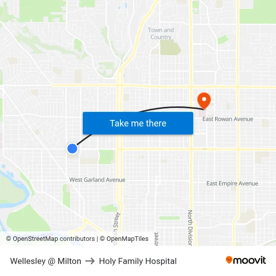 Wellesley @ Milton to Holy Family Hospital map