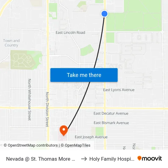 Nevada @ St. Thomas More Way to Holy Family Hospital map