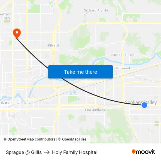 Sprague @ Gillis to Holy Family Hospital map