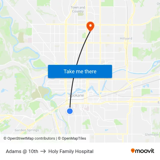 Adams @ 10th to Holy Family Hospital map