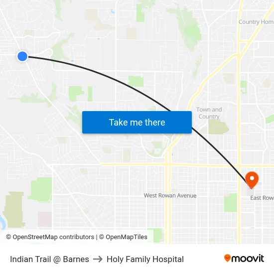 Indian Trail @ Barnes to Holy Family Hospital map