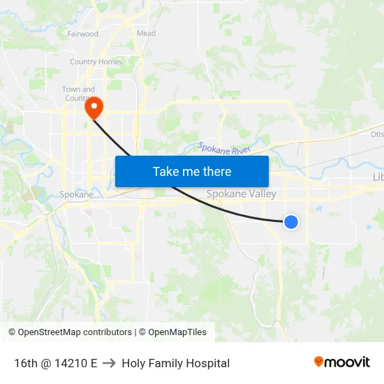 16th @ 14210 E to Holy Family Hospital map