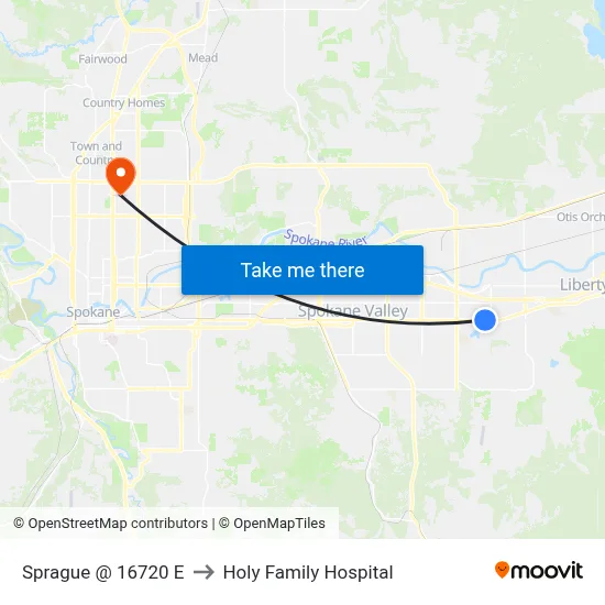 Sprague @ 16720 E to Holy Family Hospital map