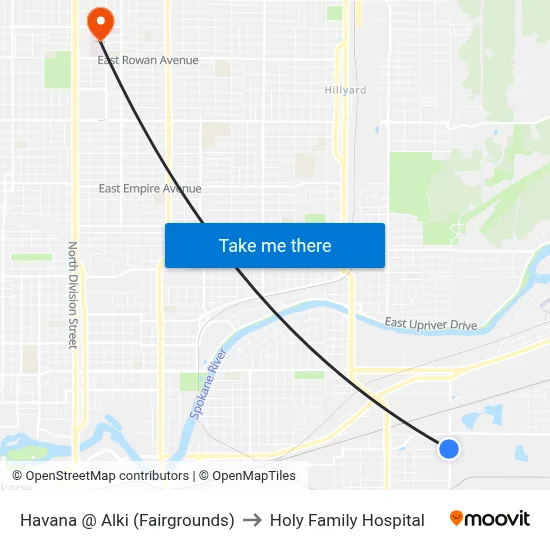 Havana @ Alki (Fairgrounds) to Holy Family Hospital map