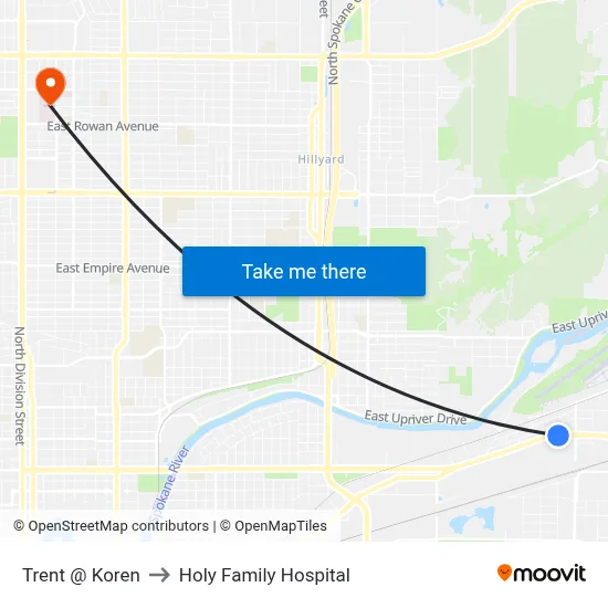 Trent @ Koren to Holy Family Hospital map