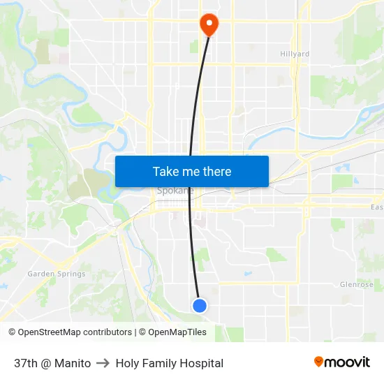 37th @ Manito to Holy Family Hospital map