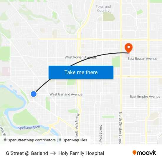 G Street @ Garland to Holy Family Hospital map