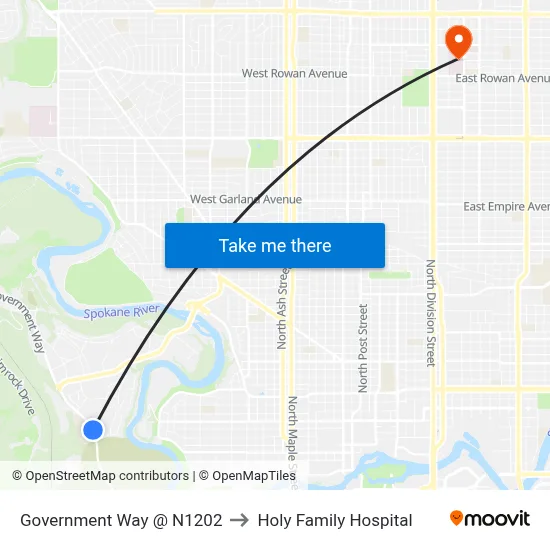 Government Way @ N1202 to Holy Family Hospital map