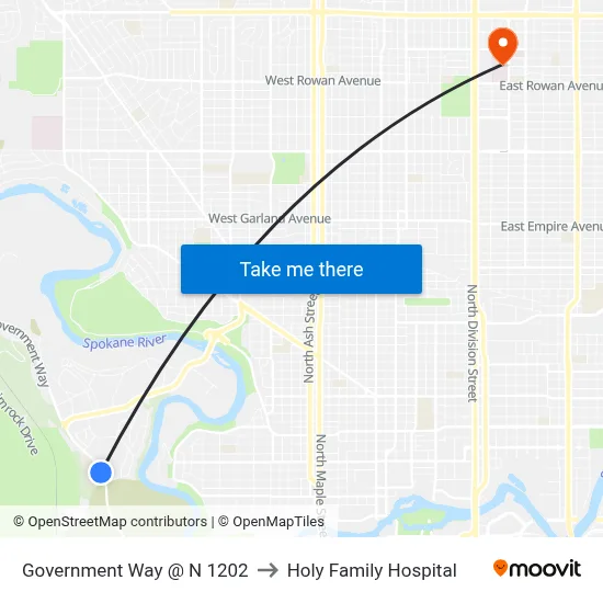 Government Way @ N 1202 to Holy Family Hospital map