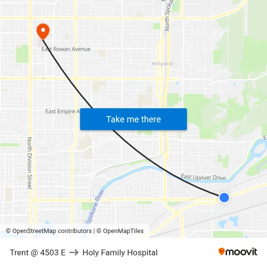 Trent @ 4503 E to Holy Family Hospital map