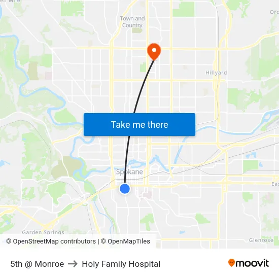 5th @ Monroe to Holy Family Hospital map