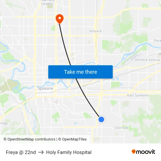 Freya @ 22nd to Holy Family Hospital map