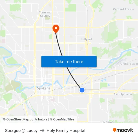 Sprague @ Lacey to Holy Family Hospital map