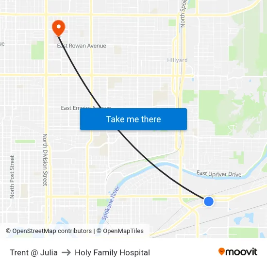 Trent @ Julia to Holy Family Hospital map