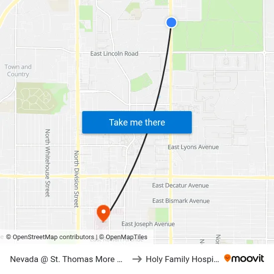 Nevada @ St. Thomas More Way to Holy Family Hospital map