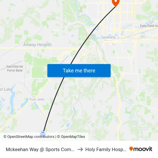 Mckeehan Way @ Sports Complex to Holy Family Hospital map