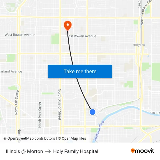 Illinois @ Morton to Holy Family Hospital map