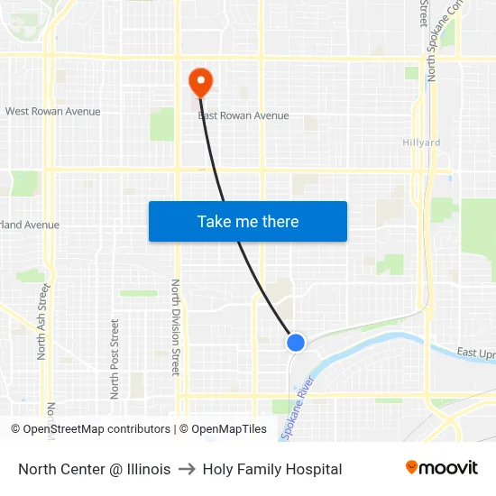North Center @ Illinois to Holy Family Hospital map