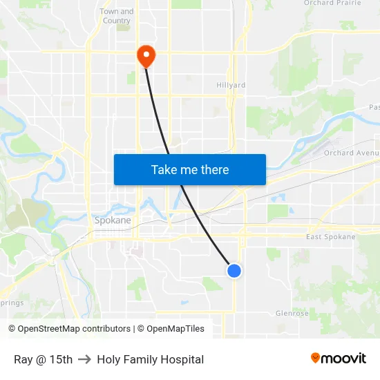 Ray @ 15th to Holy Family Hospital map