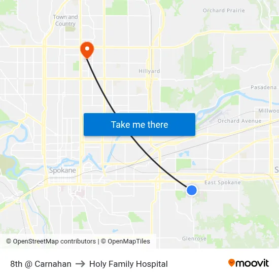 8th @ Carnahan to Holy Family Hospital map