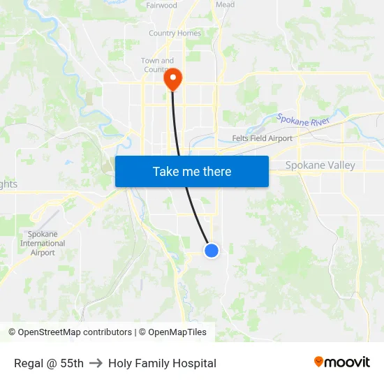 Regal @ 55th to Holy Family Hospital map