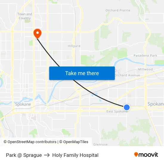 Park @ Sprague to Holy Family Hospital map