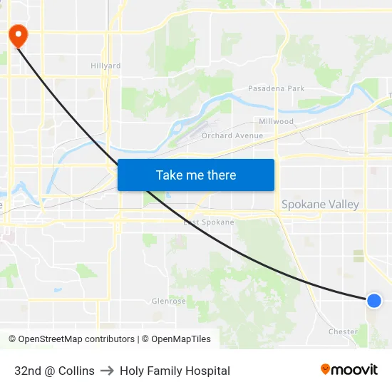 32nd @ Collins to Holy Family Hospital map